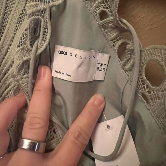 NWT ASOS DESIGN Cut Work Lace Pini Mini Dress Sz 4 - Picture 7 of 8